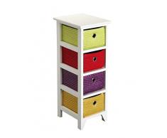 VERSA 20100003 Cassettiera Bagno, Legno, Multicolore, 30 x 25 x 72 cm