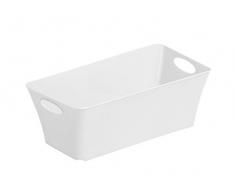 Rotho Cesta Living in materiale plastico, uso universale come contenitore nella camera dei bambini, in ufficio, in bagno, in salotto ecc., 2 l, ca. 25.2x13.4x9 cm, in bianco, disponibile anche in altri colori