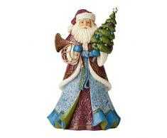 Jim Shore Heartwood Creek Babbo Natale Vittoriano che Regge un Albero e un Corno, 22 cm