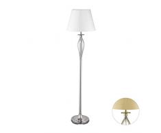 Relaxdays Lampada da Terra, Design Vintage, con Interruttore, Attacco E27, Decorativa, color argento