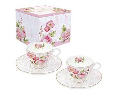 Easy Life 328FLDA - Set di 2 tazzine da caffÃ¨ 7,5 cl, motivo floreale DAMASK, colore: Multicolore