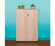 Adore Rio - Libreria con 3 Ripiani e 2 Ante e Serratura, Melamina Sonoma, 72x109x34 cm