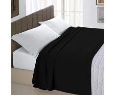 Italian Bed Linen Max Color Lenzuolo Sopra Tinta Unita, 100% Cotone, Matrimoniale, Nero, 270 x 300 cm