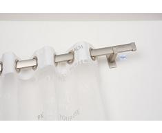 InCasa Bastone per Tende 31x12 mm Rettangolare, L. 160 cm. Senza Anelli in Acciaio Satinato - Completo