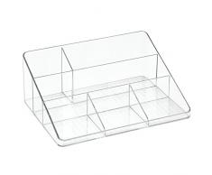 InterDesign Linus Organizer scrivania o scaffale, Porta lettere e porta accessori ufficio in plastica, trasparente