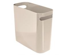 InterDesign Una Cestino per carta con manici, Cestino della spazzatura in plastica, per ufficio o cucina, grigio talpa