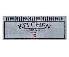 LifeStyle-Mat 100581 Menù con Amore, passatoia Antiscivolo e Lavabile, Ideale per Il Guardaroba, la Cucina o la Camera da Letto, 67 x 170 cm, Nero/Grigio