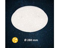 Briloner Leuchten Plafoniera a LED, Lampada da soffitto con Fantasia a Stelle e Cristalli, 12 Watt, 1.200 Lumen, 4.000 Kelvin, Bianca, Ã 28 cm