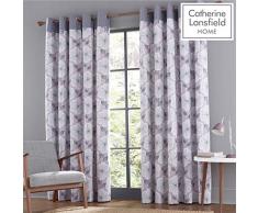 Catherine Lansfield Retro Floral Tende con Occhielli, Cotone, Heather, 66x90 inch
