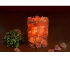 Himalaya Salt Dreams 4041678004835Â Sale Cristallo Fuoco in Vetro con Bianco Palm Cera Candela, Diametro 14Â cm, Altezza 19Â cm, Circa 60Â Ore di autonomia