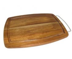 Zeller 25505 - Tagliere con Manico Cromato, in Legno di Acacia, 38,5 x 25 x 2 cm