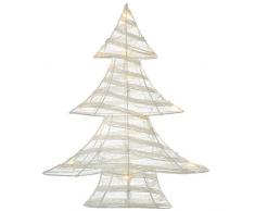 Natale wer 48 cm Pre-Lit Carta e Cinghie Elastiche Decorative Garza Albero di Natale con 15 ledes Luce Bianca Calda, Bianca