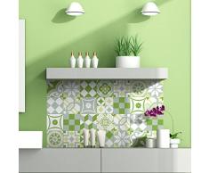 Ambiance-Live, Adesivo da Parete, Adesivo murale: 24 Adesivi per Piastrelle |Â Fotomurale - Mosaico Piastrelle Bagno e Cucina |Â Piastrella Adesiva - Patchwork Verde - 10 x 10 cm - 24 Pezzi