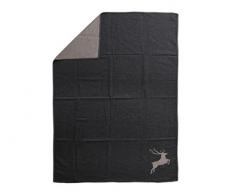 David Fussenegger, Coperta in Cotone, Motivo: Cervo, Grigio (Anthrazit), 140 x 200 cm