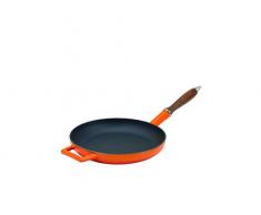 Pentole Agnelli COGHSFP11124O Slowcook Padella con Manico in Legno, Ghisa, Arancio, 24 cm