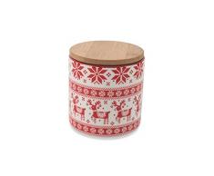 Villa dEste Home Tivoli 2423811 Scandinavia Barattolo con Tappo Legno, Gres, Rosso, Taglia Unica