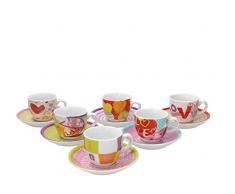 Tognana IR085343380 Set 6 Tazzine Caffè Iris Love, Porcellana, Multicolore
