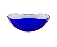 Vetro di Bohemia Energy Ciotola con Motivo Moderno, Vetro, Blu, 15Â x 34Â x 15Â cm