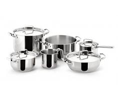 Lagostina Sfiziosa Set di Pentole Induzione, Gas e Forno in Acciaio Inox 18/10, 10 Pezzi, Fondo Lagoseal Plus Triplo Strato, Batteria di Pentole con 4 Casseruole, Pentola, Bollilatte, 4 Coperchi