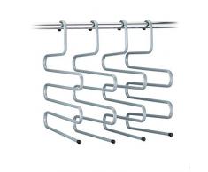 Relaxdays Grucce Appendiabiti Multiple, Salvaspazio, Stampelle per Cinture, Sciarpe, Pantaloni, 4 Pezzi, Metallo, Grigio