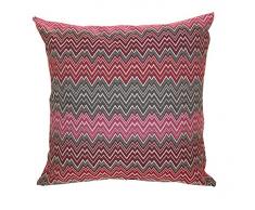 Olibo Zig Zag Retro Cuscino Bombato, Tinta Unita, Rosa, cm 60X60