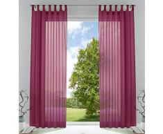 Gardinenbox 2er-Pack Gardinen Set di Tende Trasparenti in Voile con Passanti e Chiusura a Nastro, 100% Poliestere, Lampone, HxB 245x140 cm