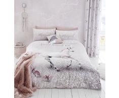 Catherine Lansfield Enchanted Unicorn Copripiumino, Rosa, Piumone 2 Piazze, 3 Set