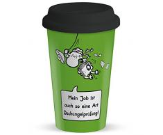 Sheepworld Tazza to gomein Job Ã¨ Anche cosÃ¬ Una Art Test di Giungla con Coperchio in Silicone, Porcellana, Verde, 9.5Â cm