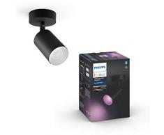 PHILIPS Hue White and Color Ambiance Fugato Faretto Connesso Singolo Orientabile, Nero, Lampadina Attacco GU10 Inclusa