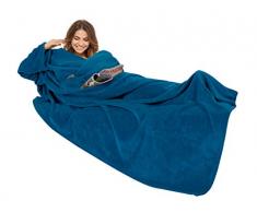 GÃ¶zze Premium Kuscheldecke mit Ãrmel ca.150 x 240 cm, Farbe Marineblau Coperta con Maniche, Polyester, Blu