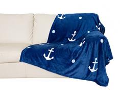 Coperta in morbido pile. Plaid in soffice e calda microfibra, ideale per regalo Natale o per comodo relax sul divano, TV. KANGURU PLAID TOUCH SAIL 130 x 170 cm