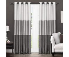 Exclusive Home Tende Exclusive Home Chateau a Righe in Seta Sintetica con Occhielli Tenda della Finestra Pannello Coppia, Poliestere, Black Pearl, 54x84