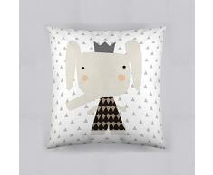 HACIENDO EL INDIO Elefante Federa per Cuscino, Cotone, Bianco, Grigio