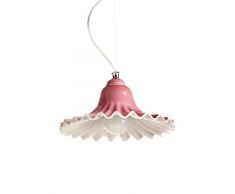 Ilide LisaColor Lampadario Colorato da Soffitto Ceramica Ondulata per Cucina o Cameretta Sospensione Stile Vintage, E27, 100 W, Rosa, 33 x 18 cm
