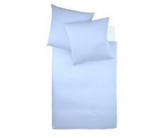 fleuresse colours G-009200-6056-0300 Lenzuola (copripiumino + federa) in jersey a trama fitta 155x220 + 80x80 cm, tinta unita, colore: Blu