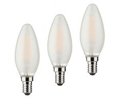 Mueller della luce 400292Â _ Set a + +, Set di Retro LED a forma di candela sostituisce 40Â W, Vetro, 4Â W, E14, Argento, 3.5Â x 3.5Â x 10Â cm