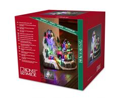 Konstsmide 3493-000 - Addobbi natalizi a LED, motivo: skilift e stazione, con animazione e 8 canzoni tradizionali di Natale, alimentazione a scelta con trasformatore interno 4,5 V o a 3 batterie AA 1,5V (non incluse), cavo trasparente