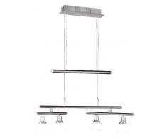 Wofi 7596.04.64.0000 - Sistema di lampade a sospensione Talas, a 4 punti luce, in nichel opaco, larghezza: 75 cm, regolabile in altezza fino a 150 cm