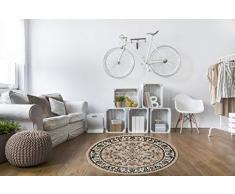 andiamo Klassicher Orientteppich Perserteppich Orientalisches Muster Webteppich Kurzflor Tappeto, Polipropilene, Beige, 120 cm Tondo