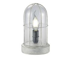Trio Leuchten Vintage Trio 503800161 Birte Lampada da Tavolo, Vetro Trasparente, Grigio