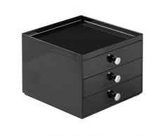InterDesign Drawers Mini cassettiera con vano superiore | Portagioielli con 3 Cassetti | elegante Organizer make-up, accessori etc. | ideali Cassetti ufficio | Plastica â nero