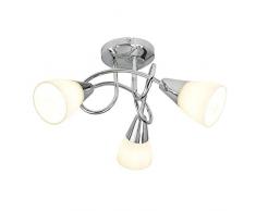 Lighting Collection 3Â LT plafoniera con paralume in vetro opale, acciaio, 10Â W, cromo