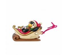 THUN, Slitta di Natale Componibile con Pinguino 2017, Decorazioni Natalizie, Ceramica, 10 cm l