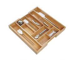 iDesign Formbu allungabile, Grande Vassoio portaposate in bambÃ¹, Organizer cassetto per Posate e Utensili Cucina, Beige, 30,5 cm x 44,0 cm x 5,0 cm