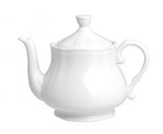 H&H 4361470 Teiera Porcellana Alba Lt1.2 Preparazione Colazione Arredo Tavola, Bianco