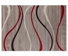 Viva Casa Waves Tappeto, Materiale Sintetico, Grigio, 160x230x3.68 cm