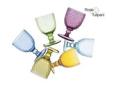 Nador Opera Mix Colori Bicchieri di Vino, Porcellana, Multicolore, 0.1Â x 0.1Â x 0.1Â cm