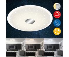 Briloner Leuchten Plafoniera a LED da soffitto â Dimmerabile, design con stelle, temperatura di colore regolabile con telecomando, funzione notte e timer, 24 W, 1920 lm, da 3000 a 6000 K â Bianco