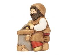 THUN - Statuina Presepe Arrotino - Decorazioni Natale Casa - Linea Presepe Classico, Variante Rossa - Ceramica - 7,5 h cm