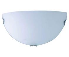 Velamp Saphir Plafoniera Mezza Luna in Vetro Satinato, Diametro 30cm. Attacco per 1 Lampadina E27. Compatibile LED. Montaggio Semplice. Design Elegante, Bianco